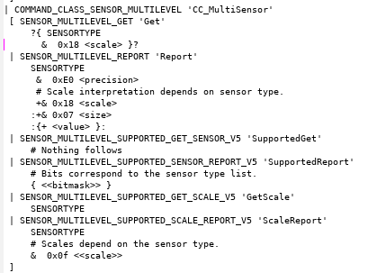 specification of SENSOR_MULTILEVEL command class